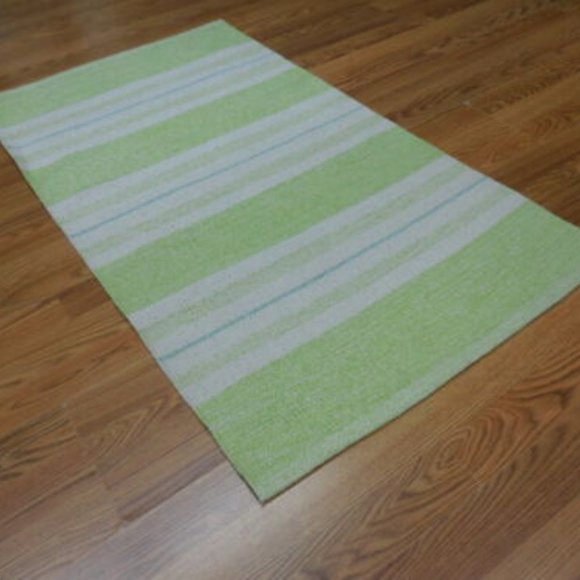 2.3x3.9 green white stripe Turkish area rug - Picture 12 of 12